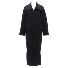 MAX MARA black virgin wool cashmere wide collar long coat IT42 M