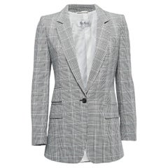Max Mara Black/White Checked Patterned Cotton Blazer