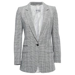 Max Mara Black/White Checked Patterned Cotton Blazer