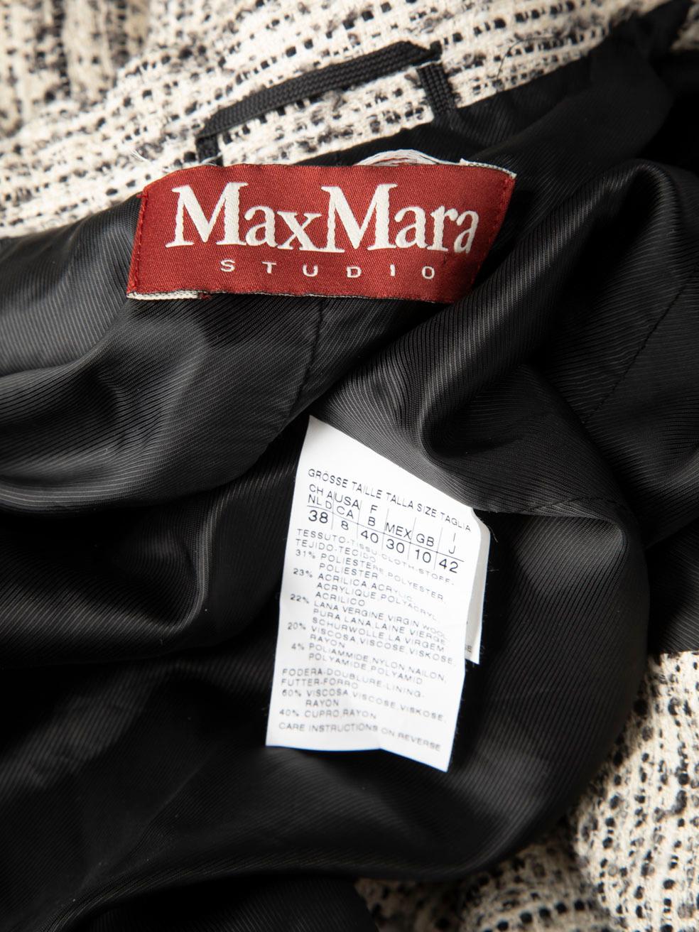 Donna Max Mara - Giacca monopetto in tweed bianco e nero - taglia M. in vendita