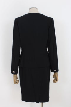 Max Mara Black Wool Evening Swarosky Suit Skirt 2000s