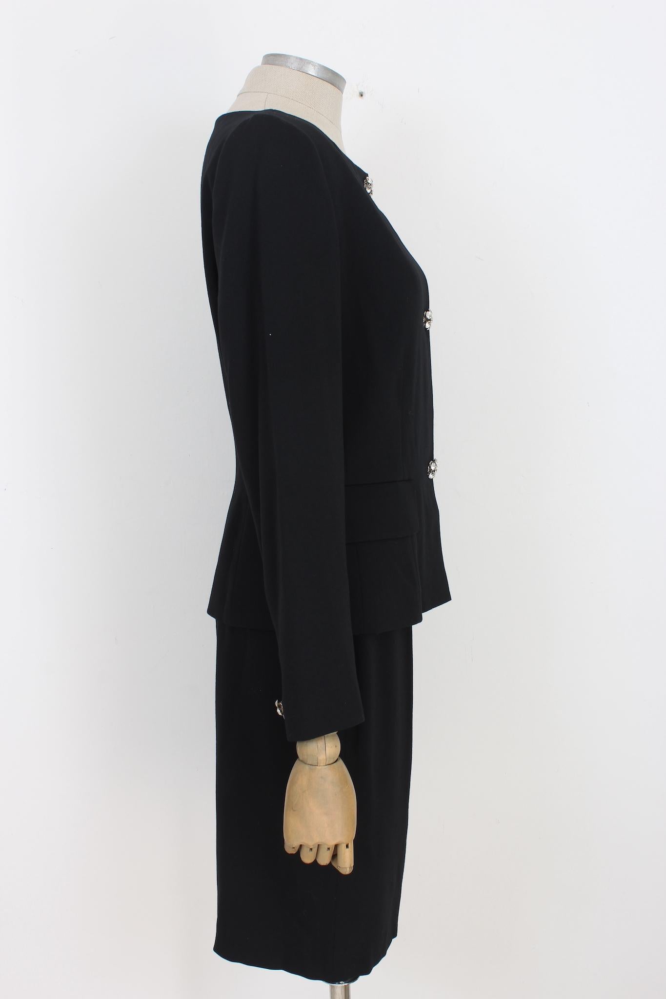 Max Mara Black Wool Evening Swarosky Suit Skirt 2000s In New Condition In Brindisi, Bt