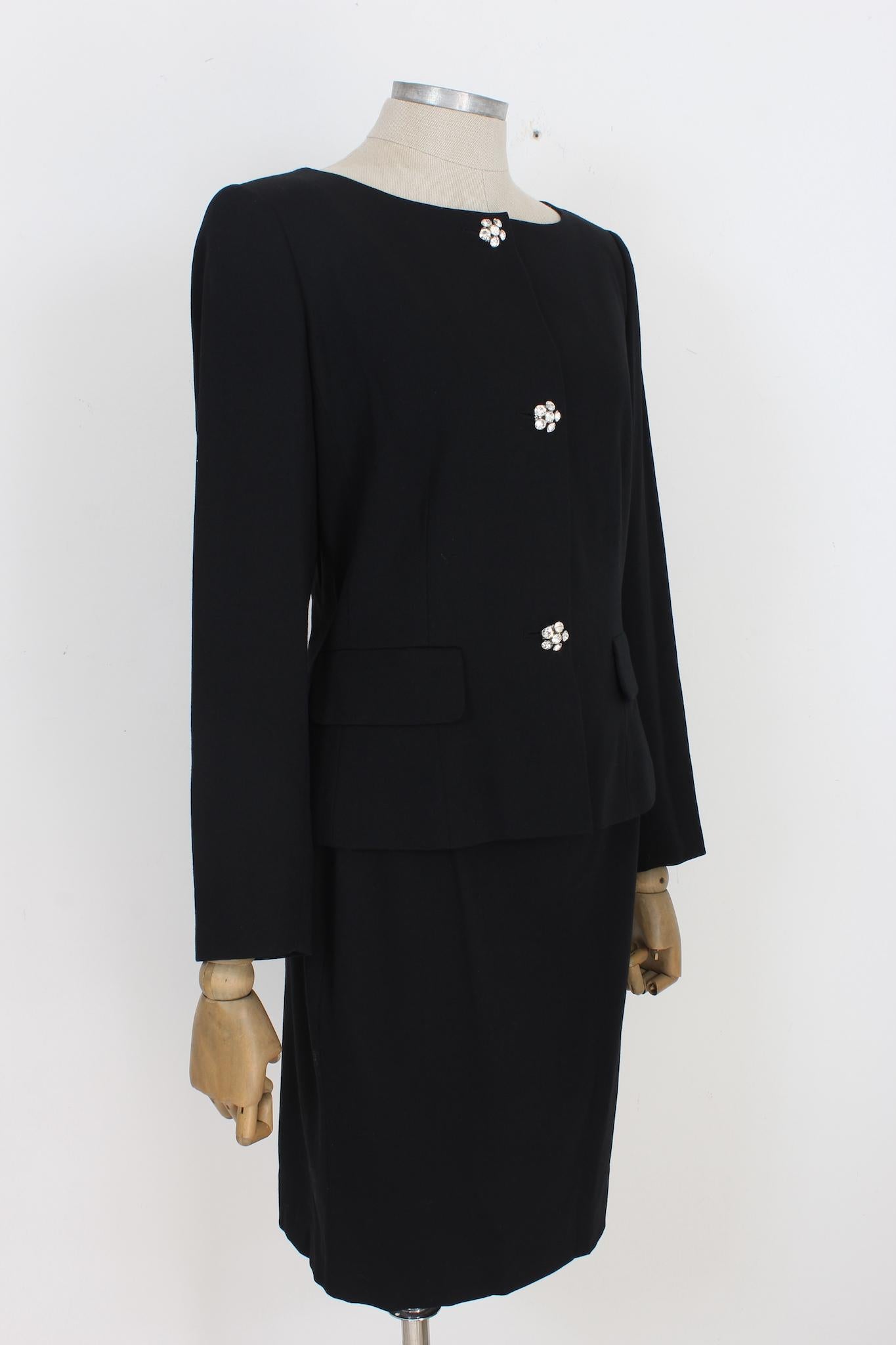 Women's Max Mara Black Wool Evening Swarosky Suit Skirt 2000s