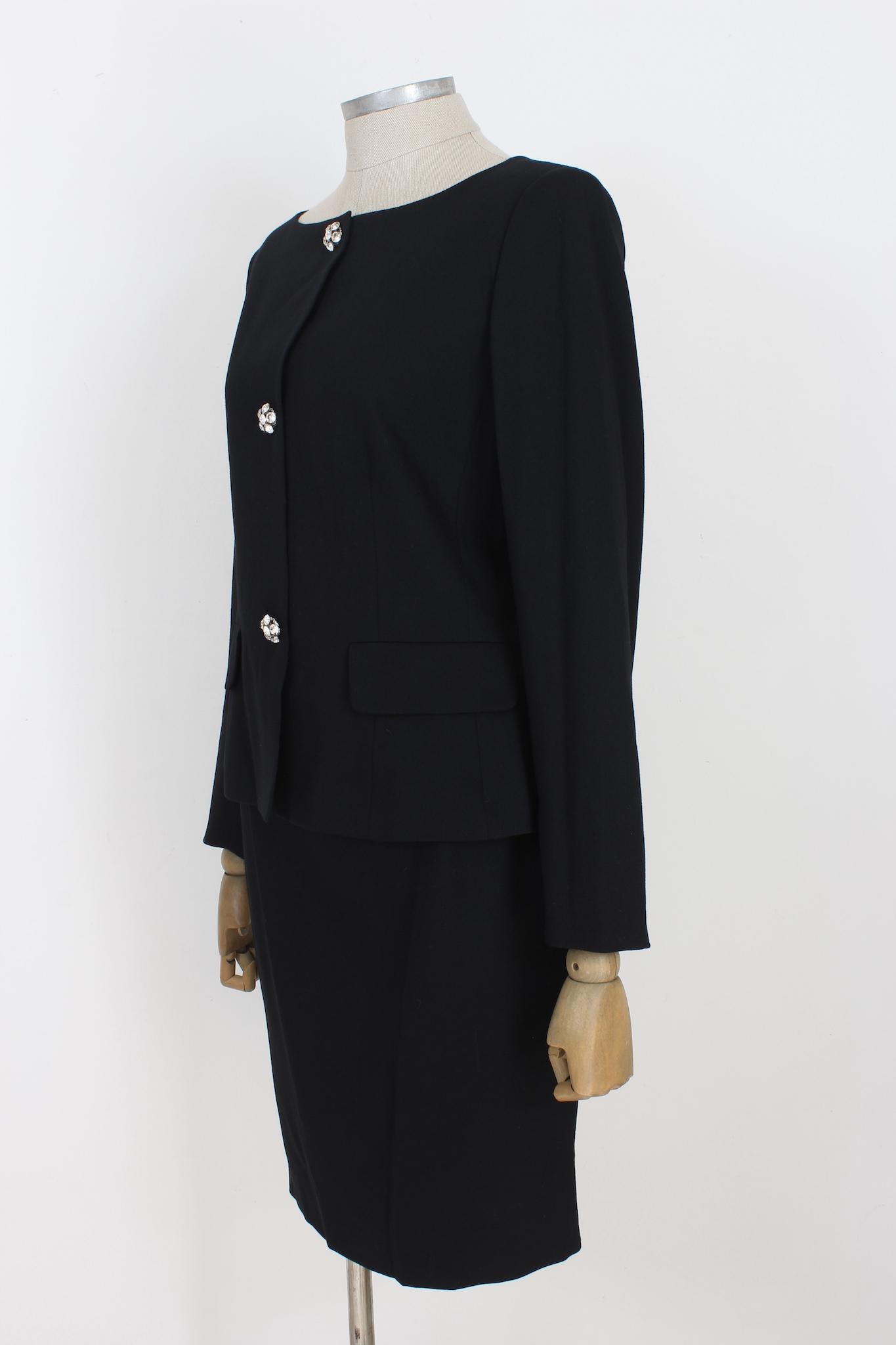 Max Mara Black Wool Evening Swarosky Suit Skirt 2000s 1