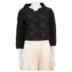Max Mara Black Wool Floral Jacket Size M