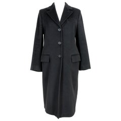 Vintage Max Mara Black Wool Long Classic Coat 1990s