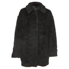 Max Mara Black Wool Teddy Bear Single Breasted Coat M