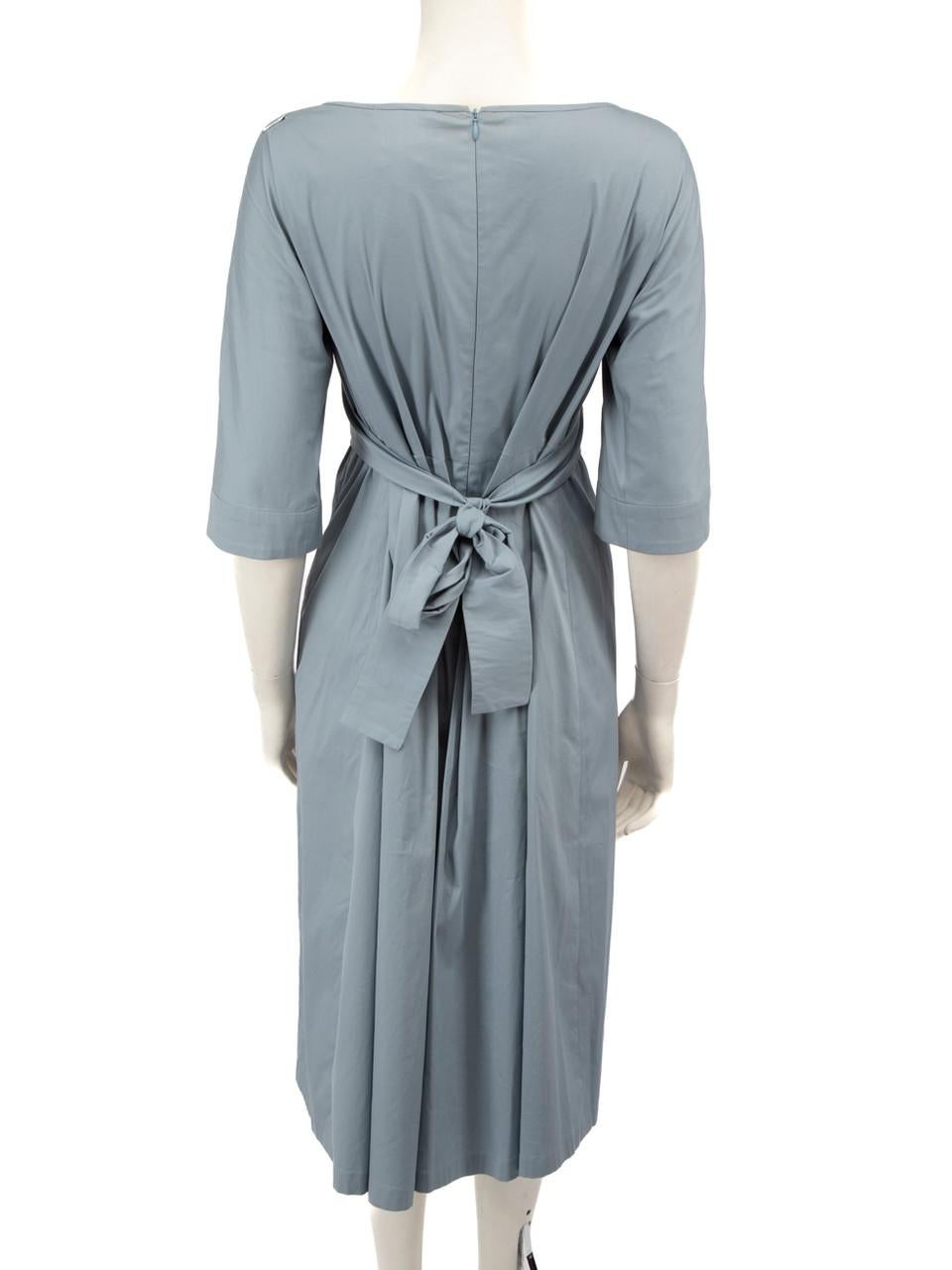 Gray Max Mara Blue Bow Tie Midi Dress Size XS For Sale