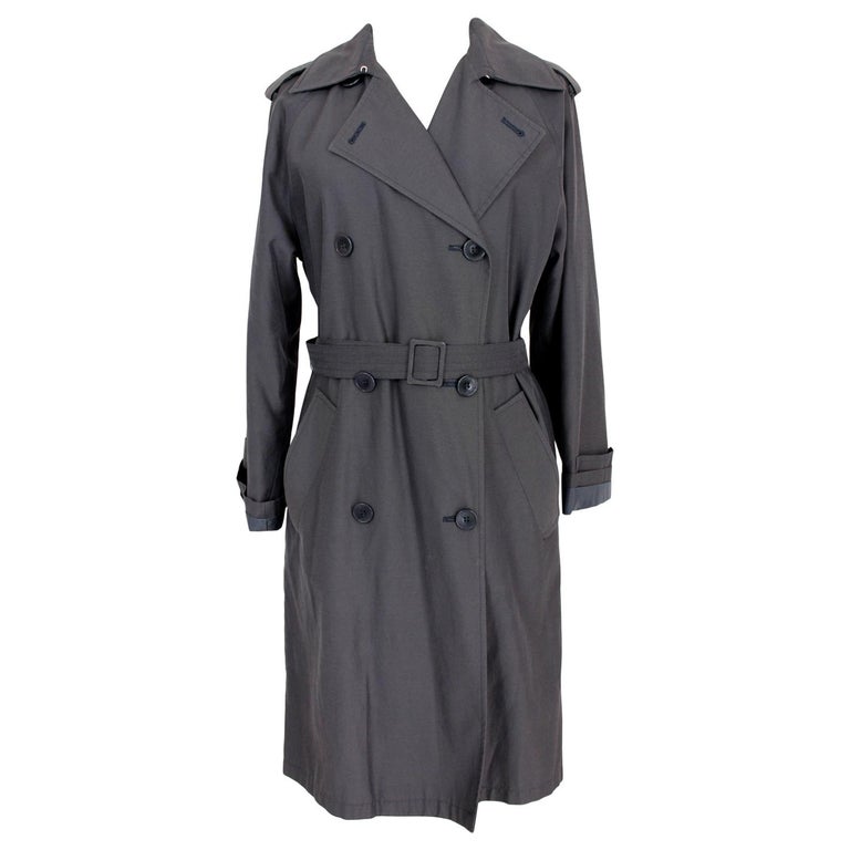 Max Mara Blue Cotton Double Breasted Trench Raincoat at 1stDibs