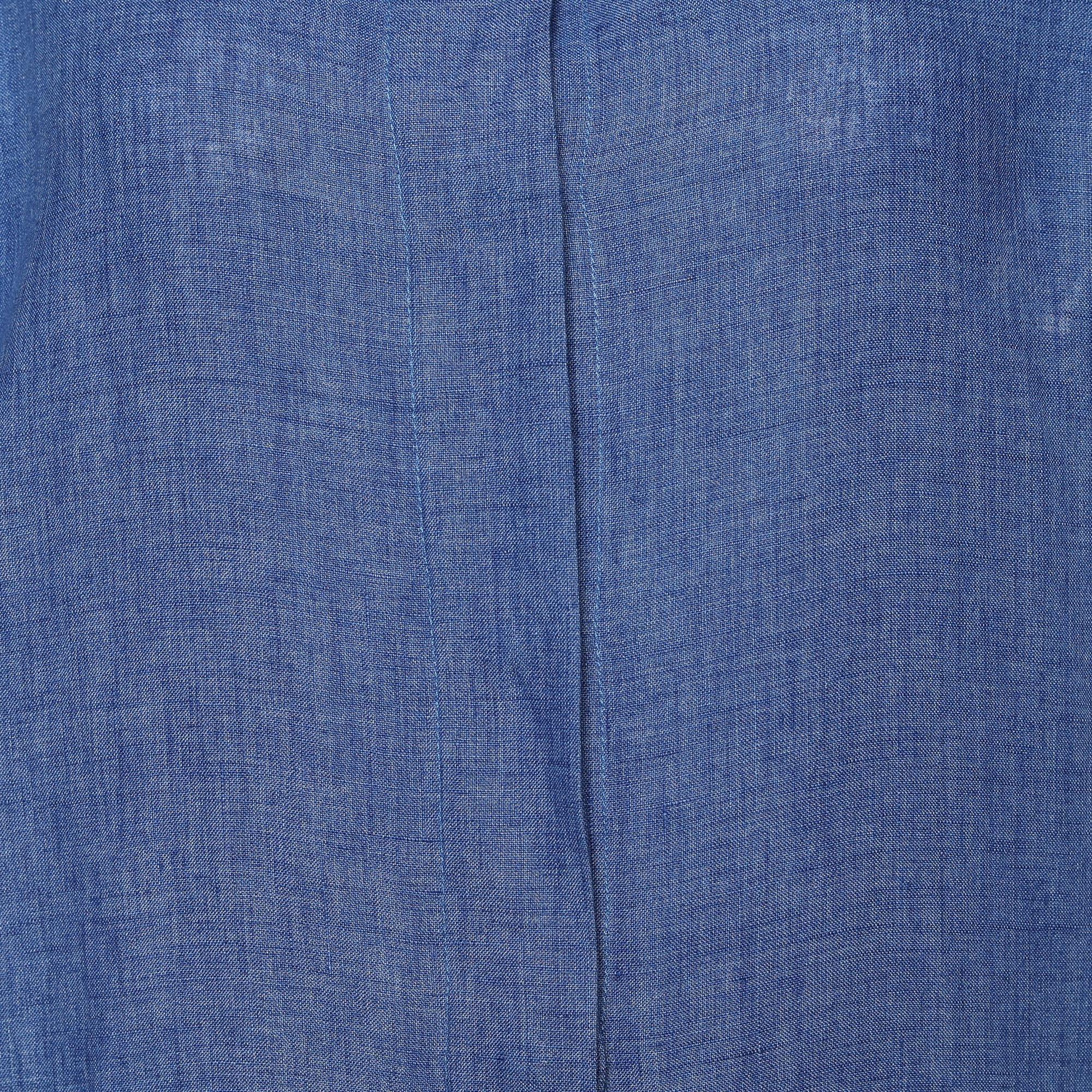 Max Mara Blue Linen Cap Sleeve Tunic Dress L 1