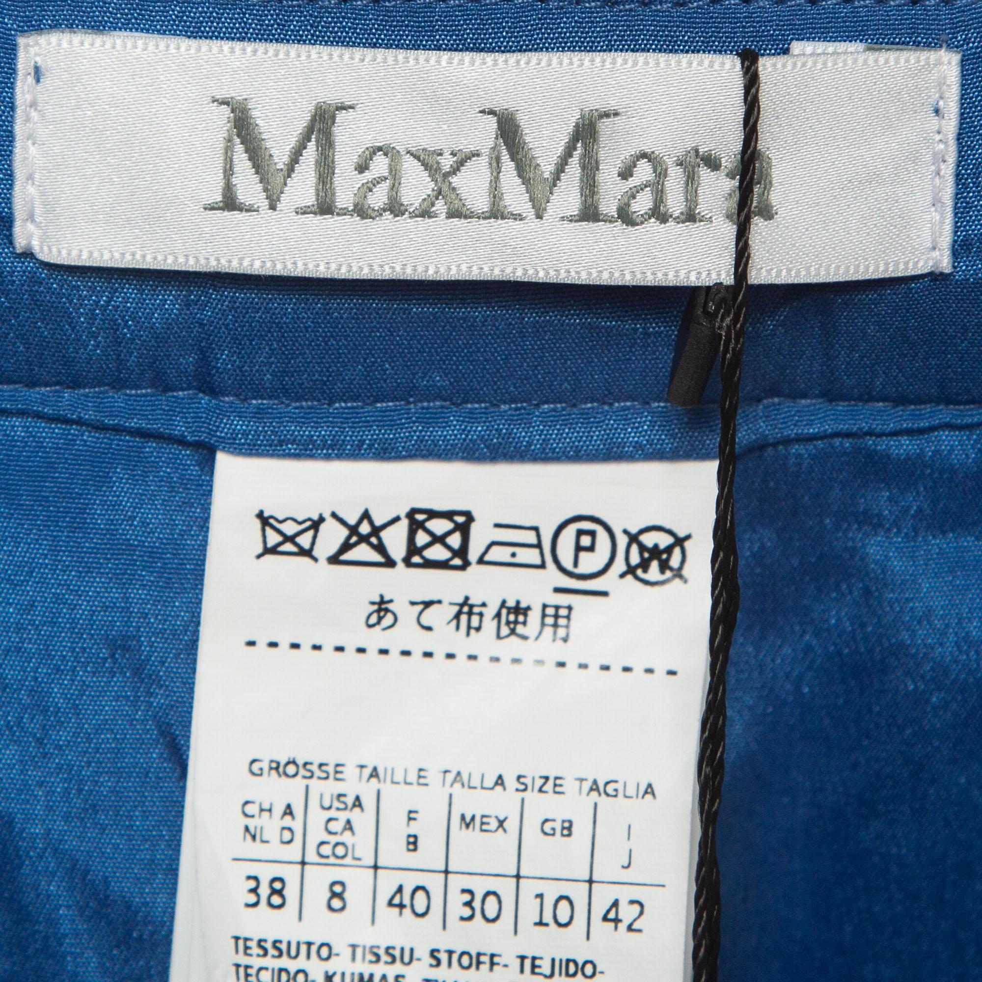 Women's Max Mara Blue Mohair Wool Pleated Pencil Skirt M For Sale