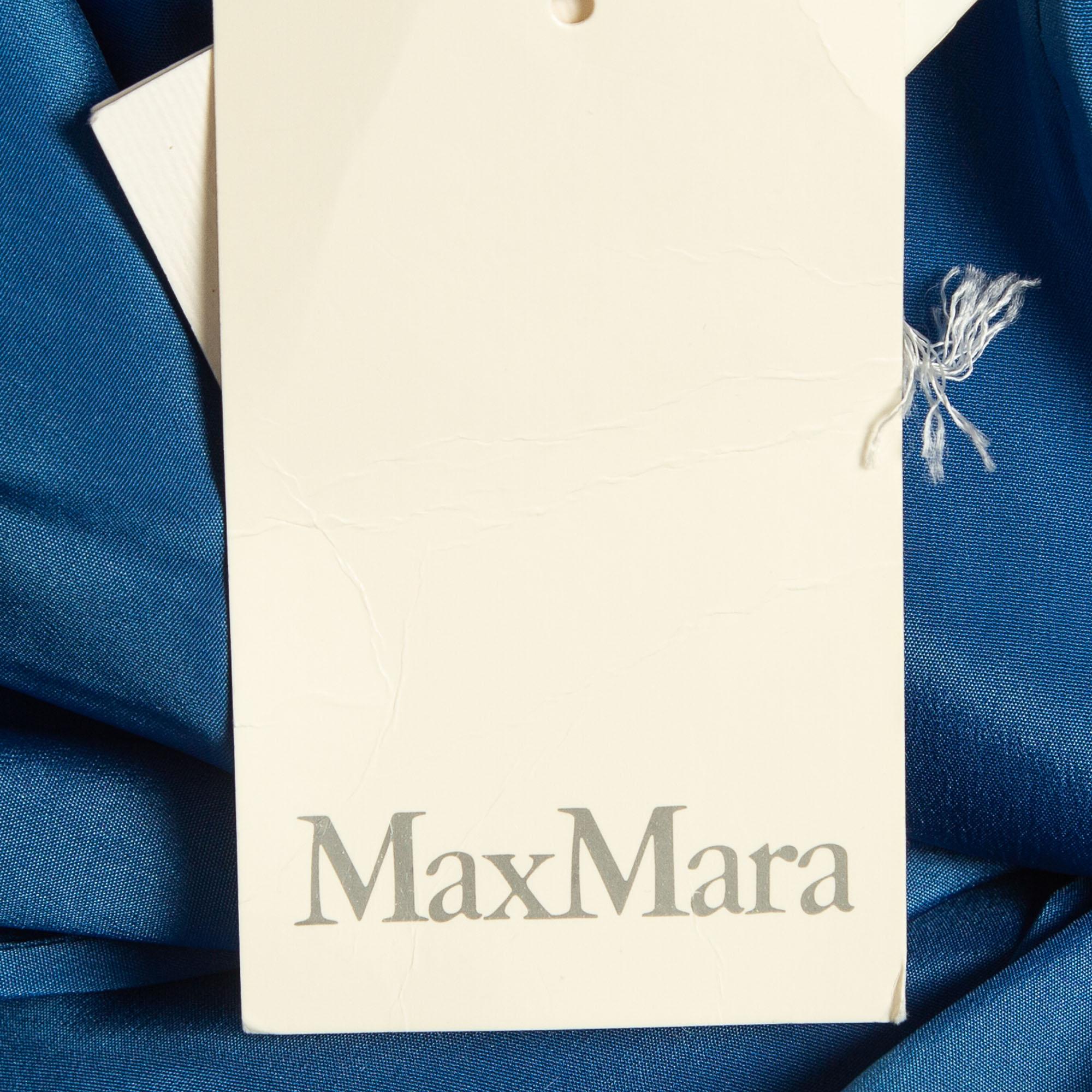 Max Mara Blue Mohair Wool Pleated Pencil Skirt M For Sale 1