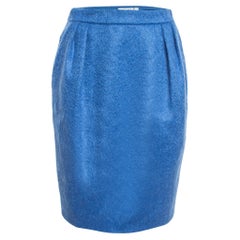 Max Mara Blue Mohair Wool Pleated Pencil Skirt M