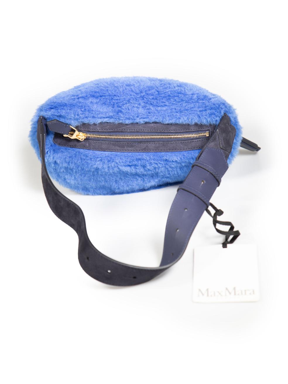 Max Mara Blue Shearling Belt Bag In New Condition In London, GB