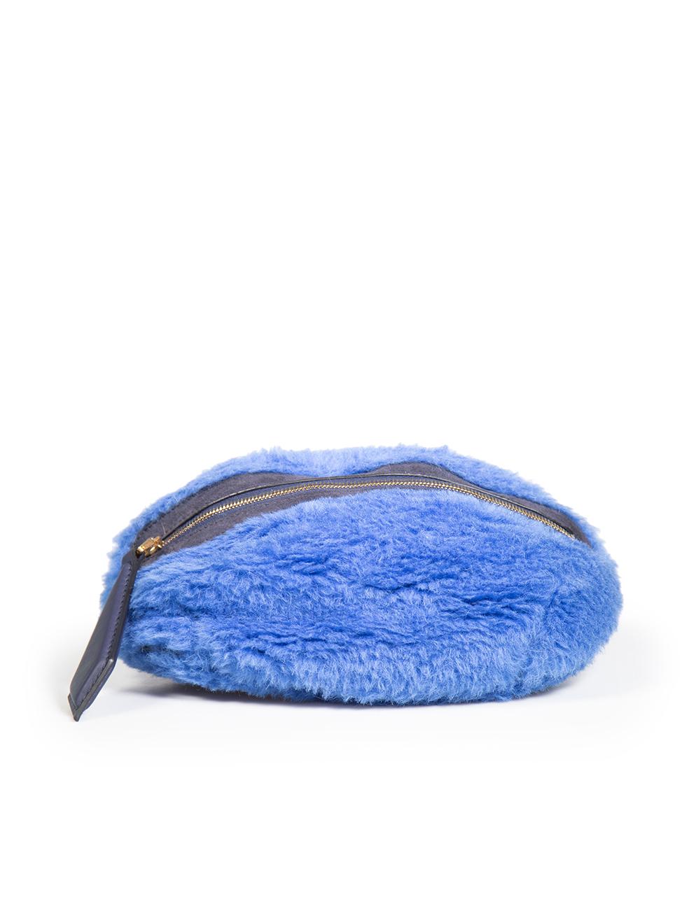 Women's Max Mara Blue Shearling Belt Bag