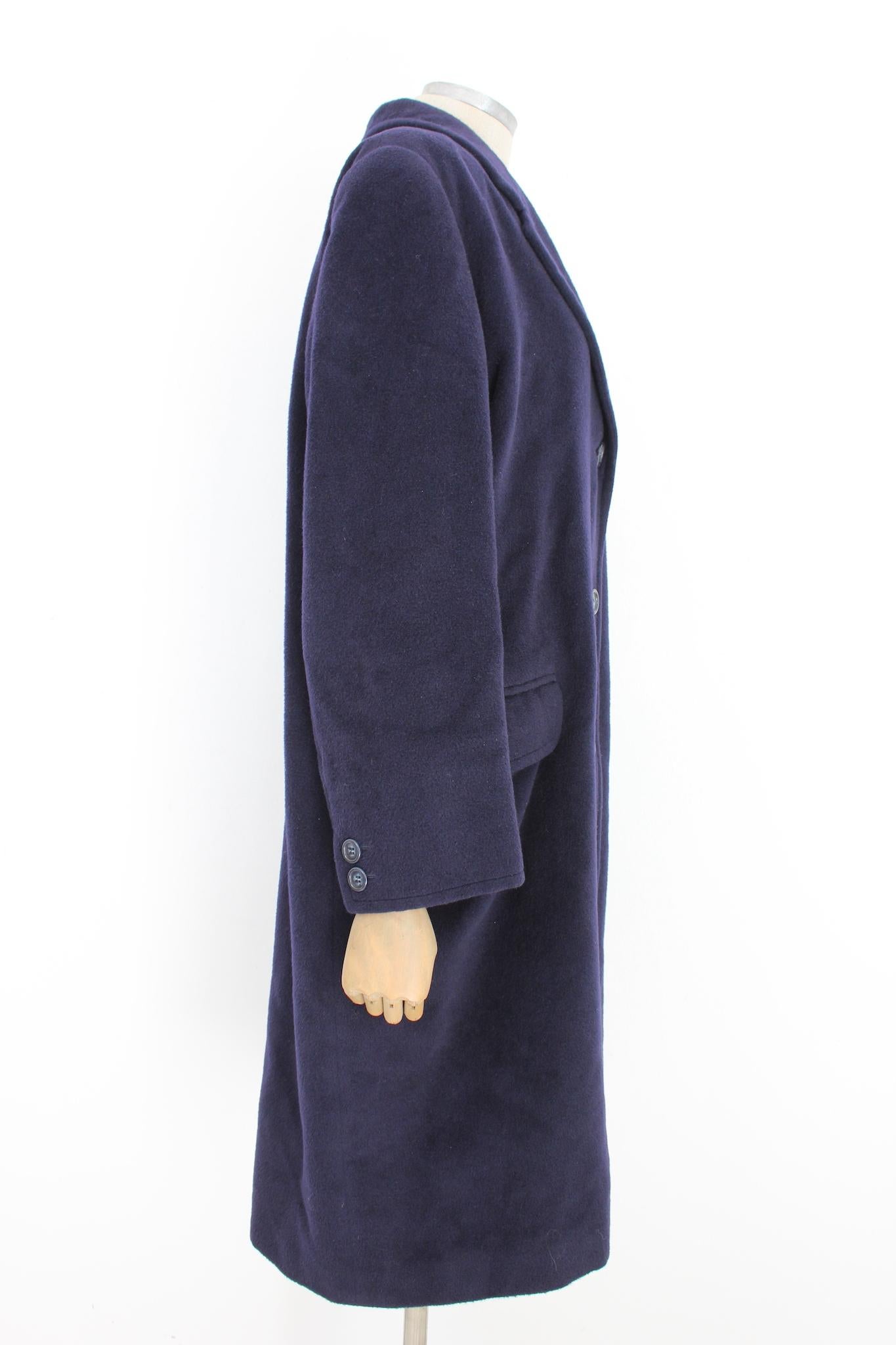 Max Mara Blue Wool Classic Vintage Coat 90s In Good Condition In Brindisi, Bt