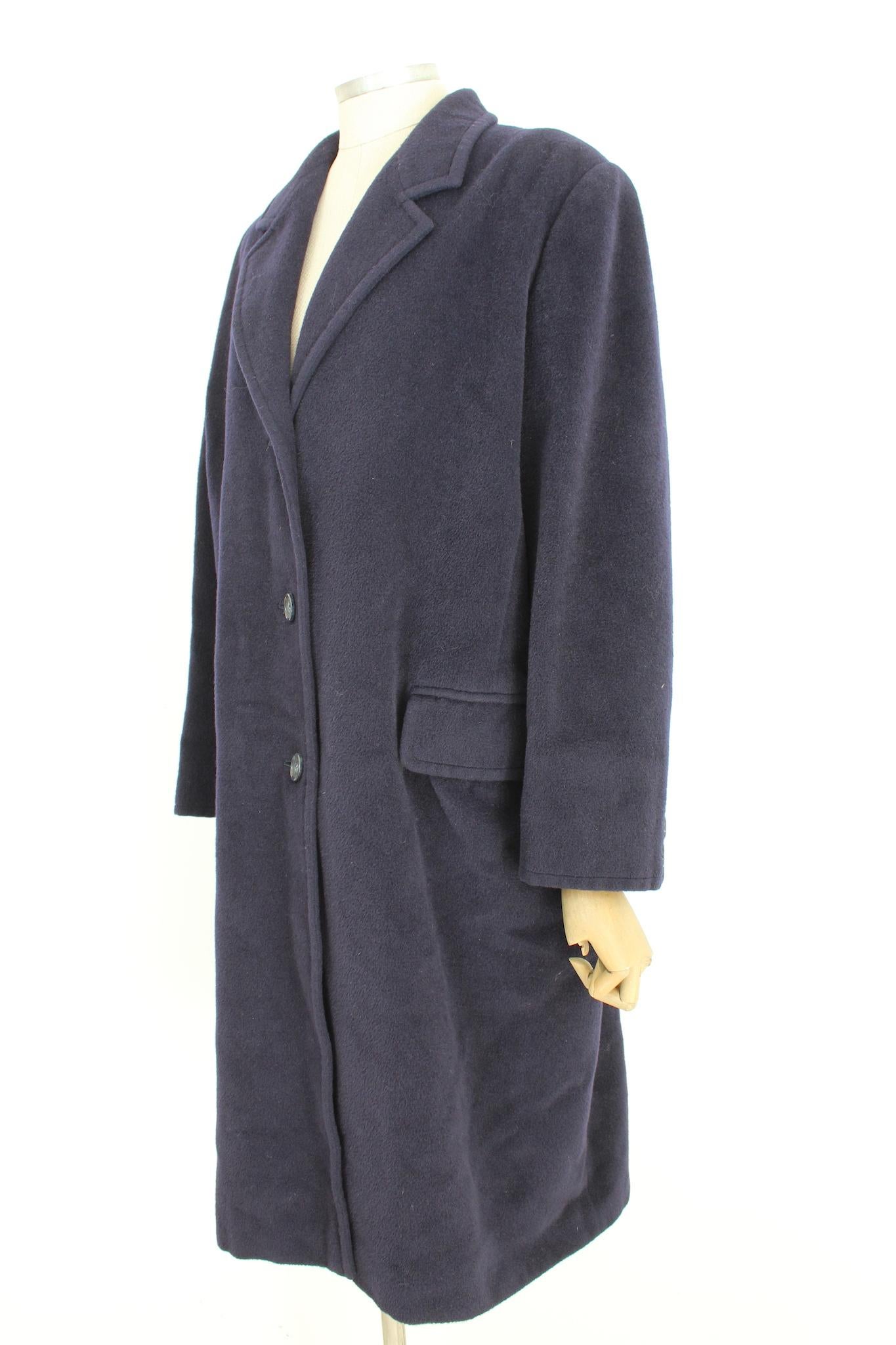 Women's Max Mara Blue Wool Classic Vintage Coat 90s