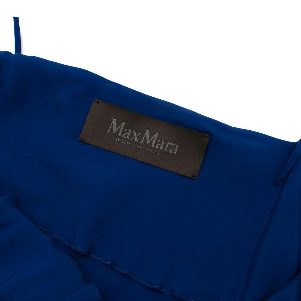 Max Mara Blue & Yellow Floral Silk Chiffon Ruffled Maxi Dress - Size Estimated M In Excellent Condition For Sale In London, GB