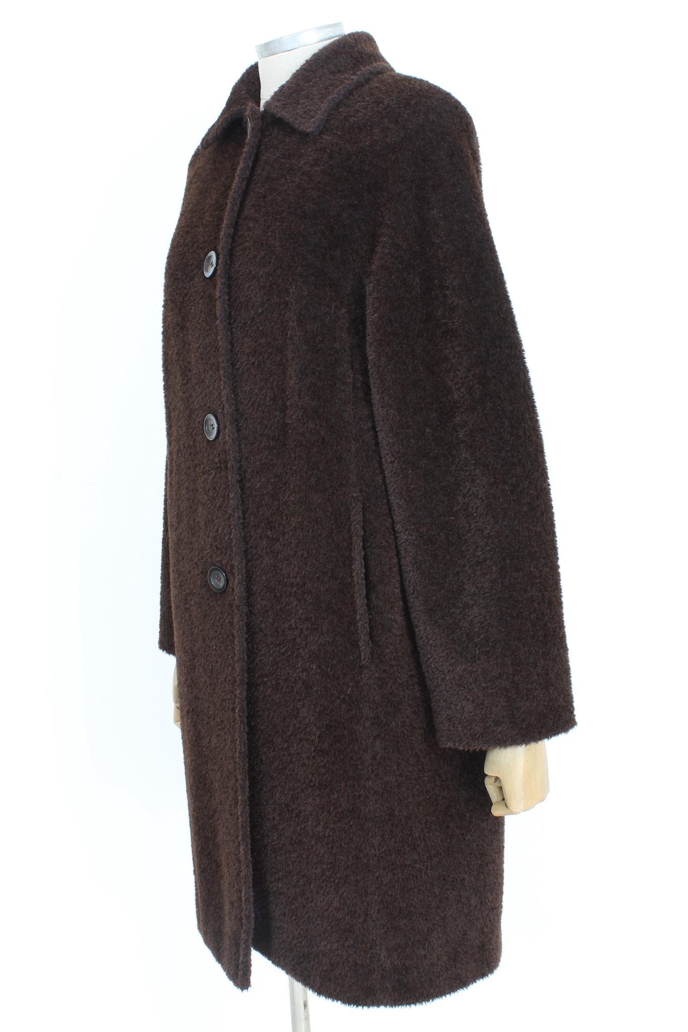 Max Mara Brown Alpaca Wool Vintage Teddy Bear Coat 1990s In Excellent Condition In Brindisi, Bt