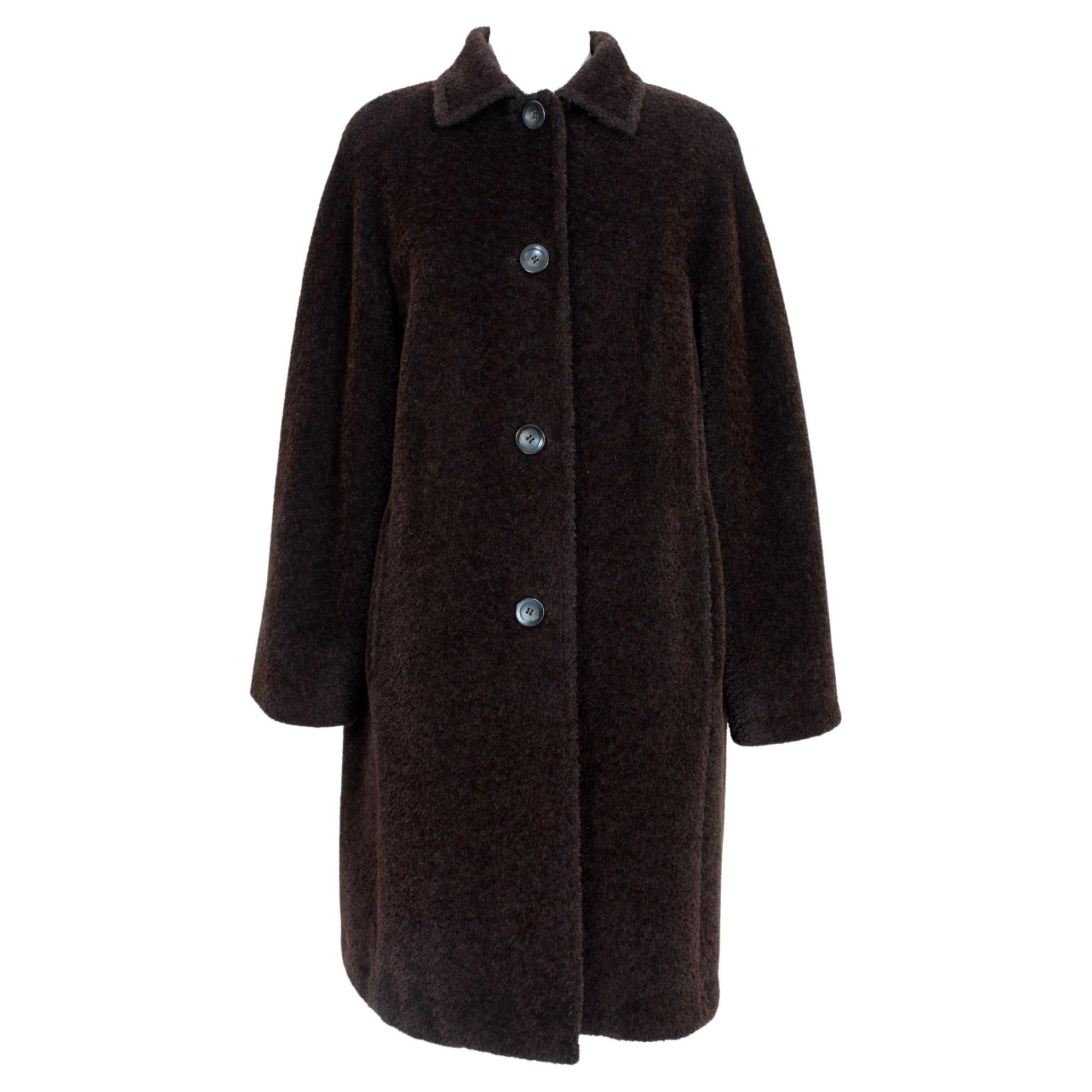 Max Mara Brown Alpaca Wool Vintage Teddy Bear Coat 1990s