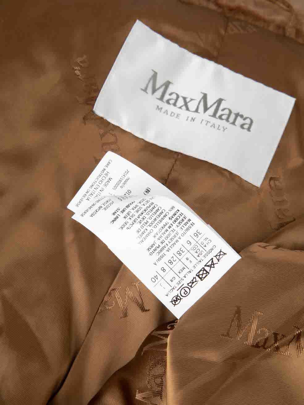 Women's Max Mara Brown Camel Wool Silk Lined Teddy Coat Size S For Sale
