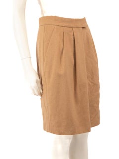 Max Mara Brauner Kaschmir-Knielanger Rock Größe M