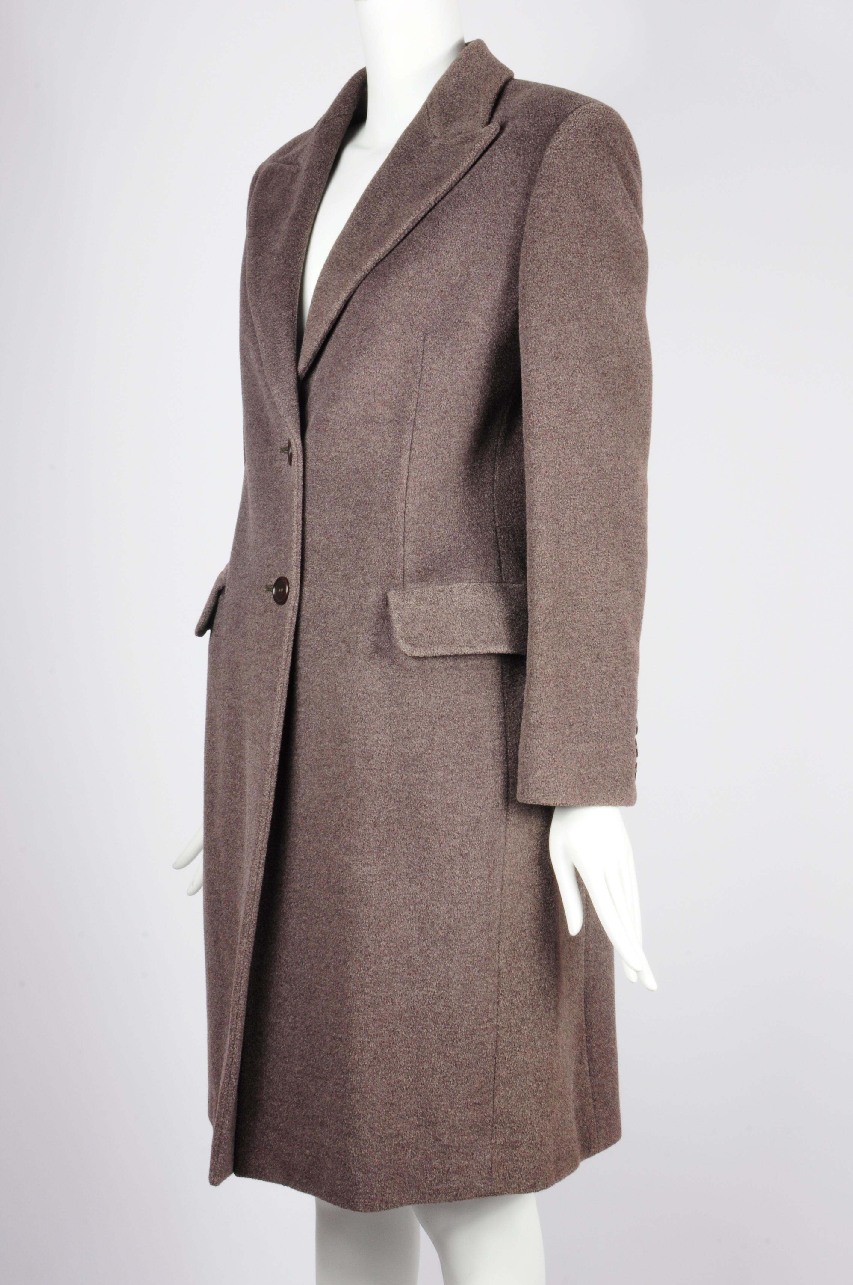 Max Mara Brown Coat Single Breasted Wool and Silk 1990s In Good Condition For Sale In AMSTERDAM, NL