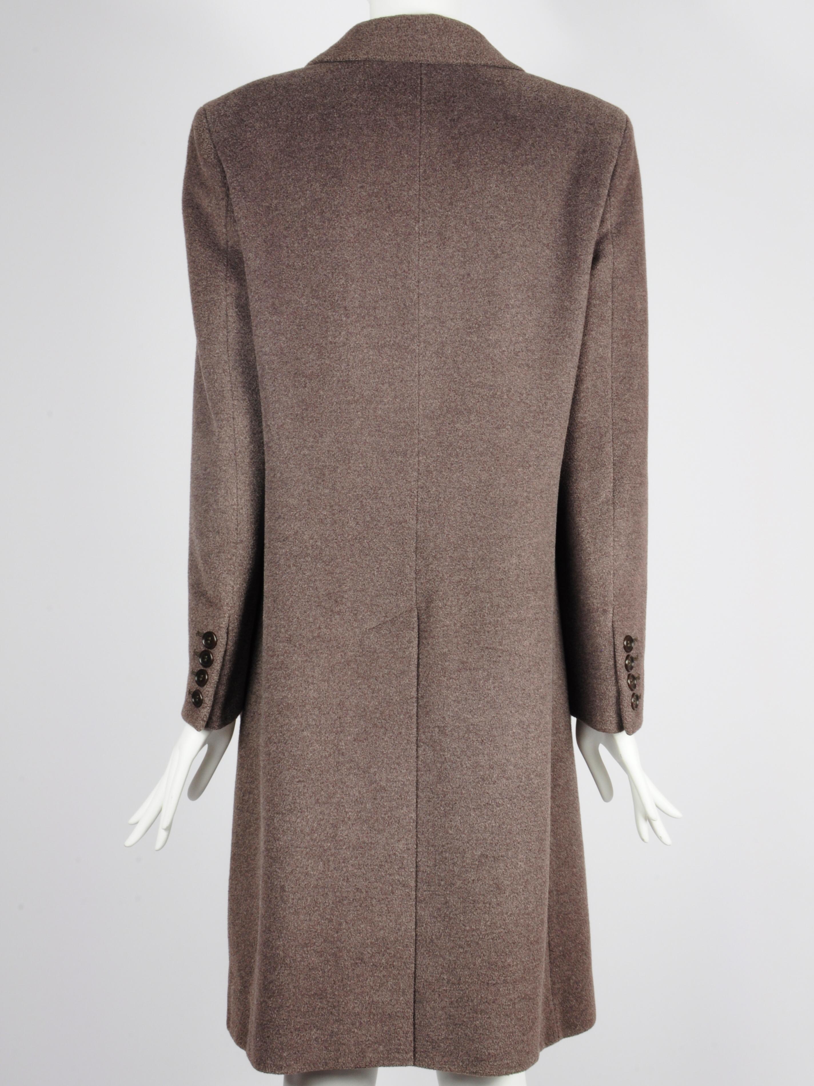 Max Mara Brown Coat Single Breasted Wool and Silk 1990s For Sale 1