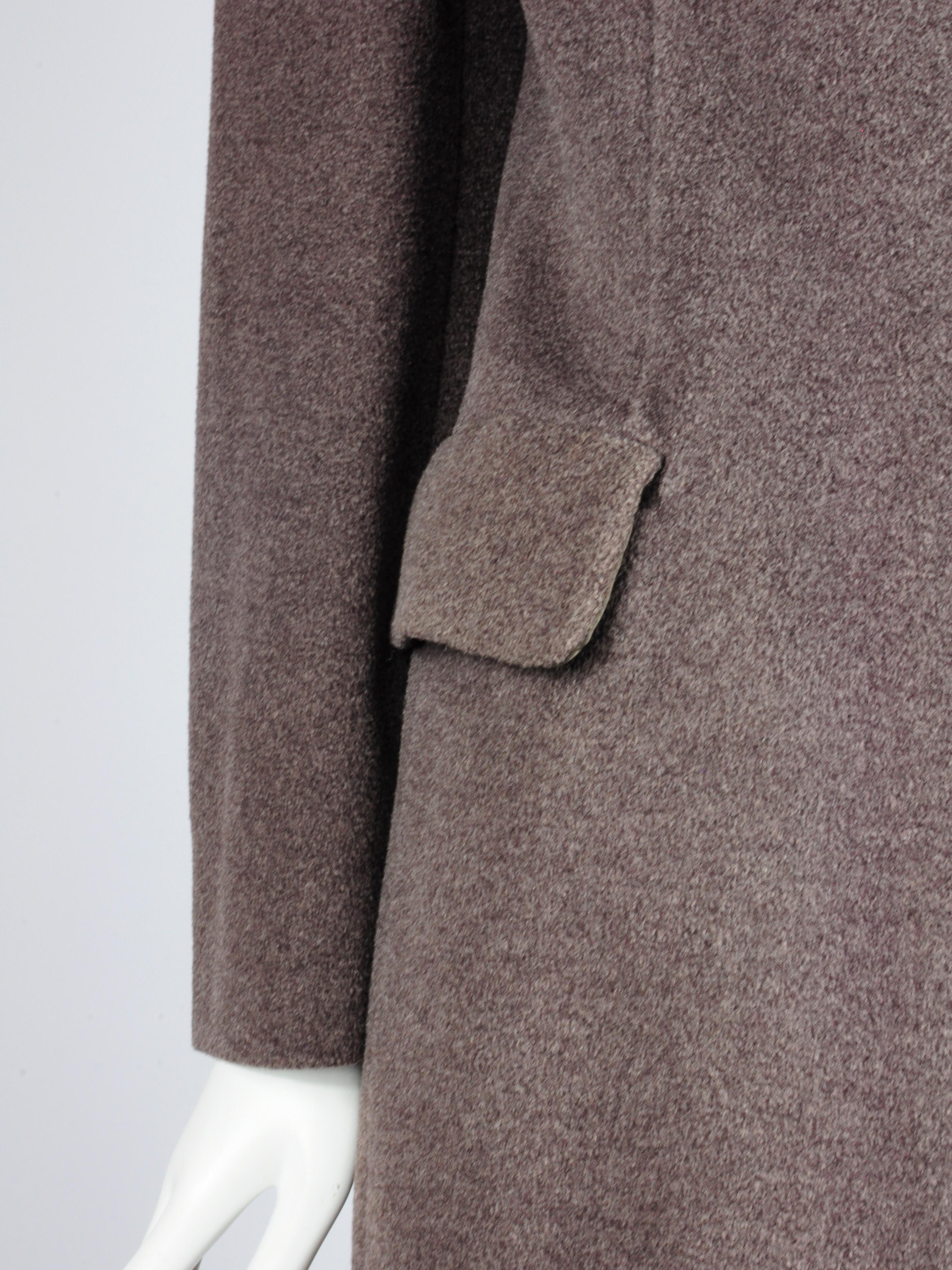 Max Mara Brown Coat Single Breasted Wool and Silk 1990s For Sale 3