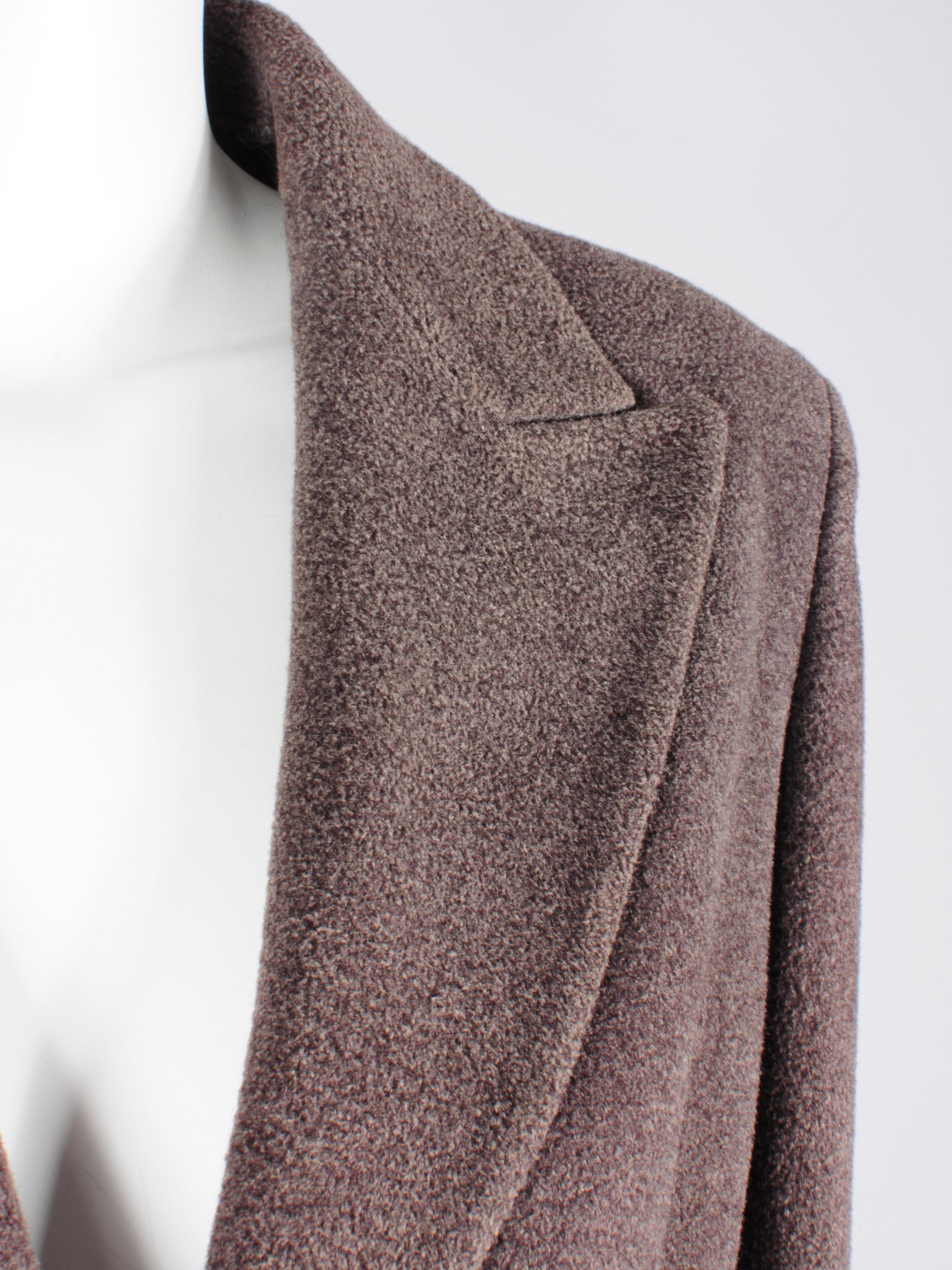 Max Mara - Manteau marron croisé en laine et soie, années 1990 en vente 5