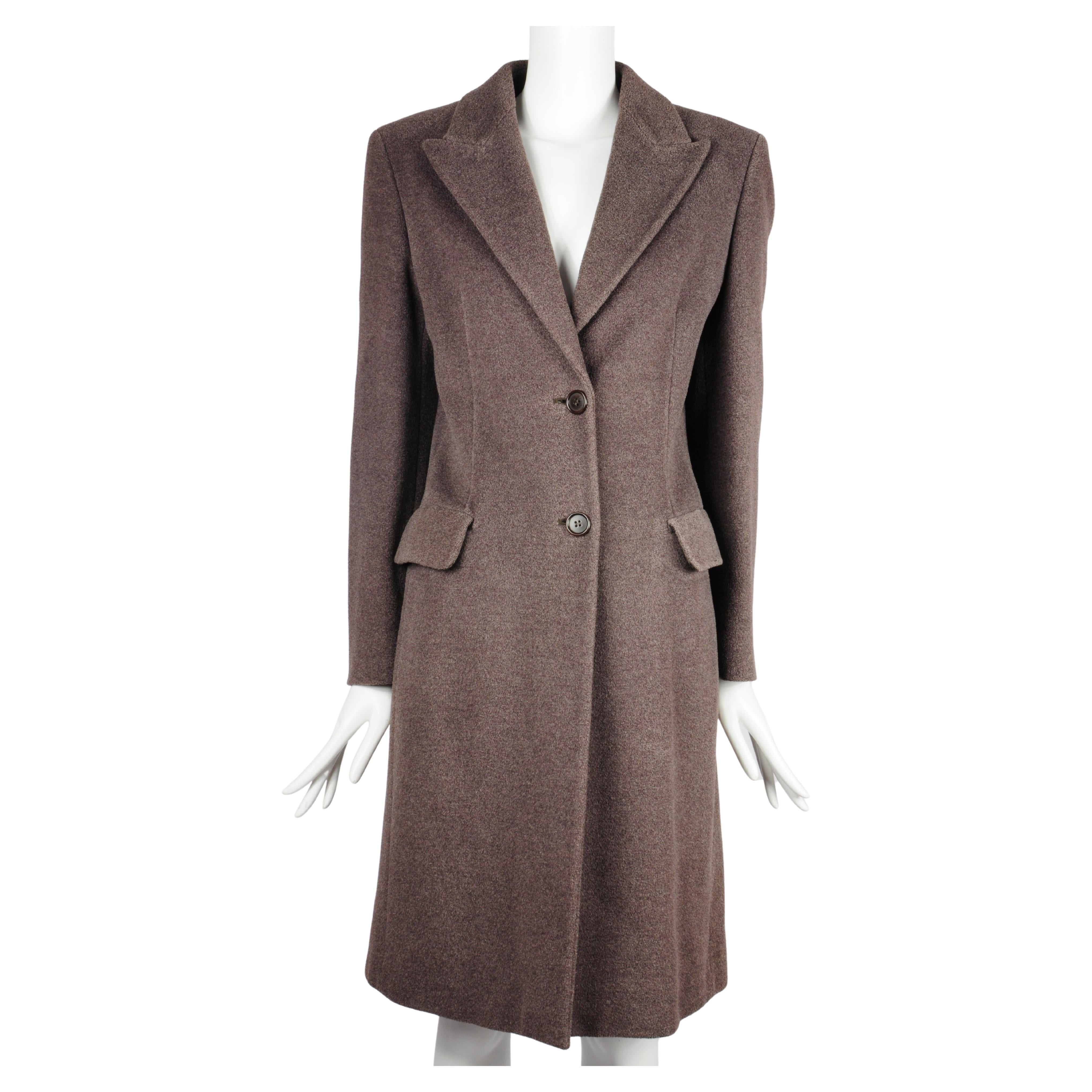 Max Mara Brown Coat Single Breasted Wool and Silk 1990s For Sale