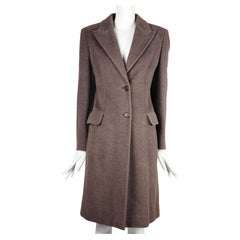 Used Max Mara Brown Coat Single Breasted Wool and Silk 1990s