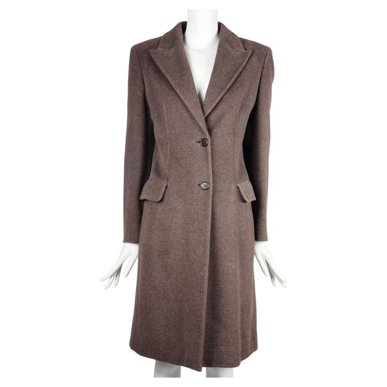 Max Mara Brown Coat Single Breasted Wool and Silk 1990s For Sale at 1stDibs