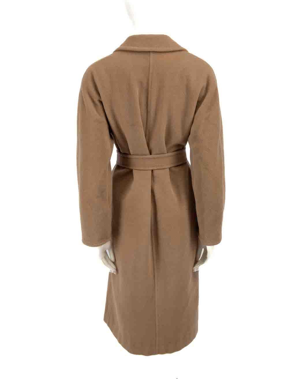 Max Mara Brown Double-Breasted Mid-Length Coat Size L In Good Condition In London, GB