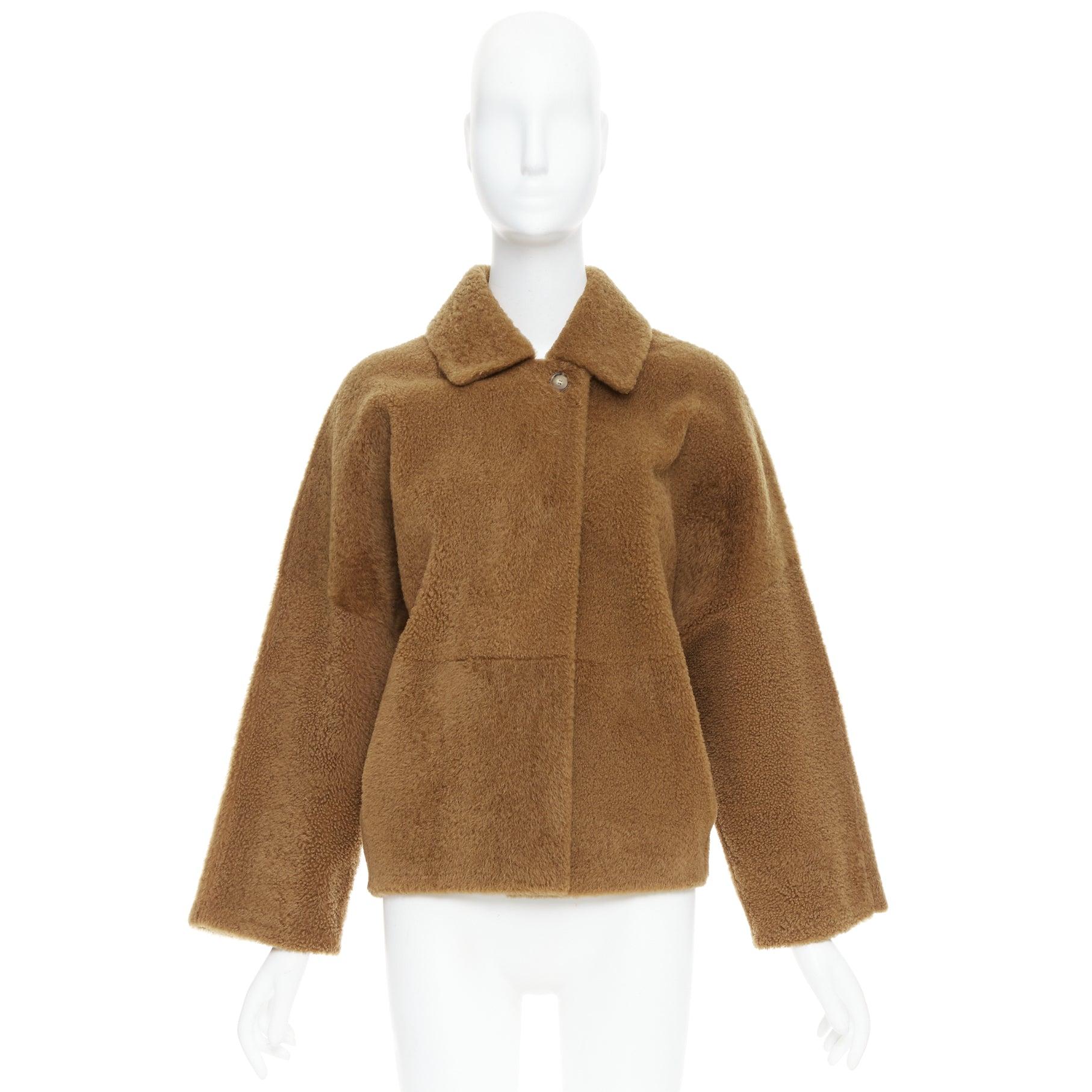 MAX MARA brown lambskin leather shearling Teddy short coat IT38 XS For Sale 5