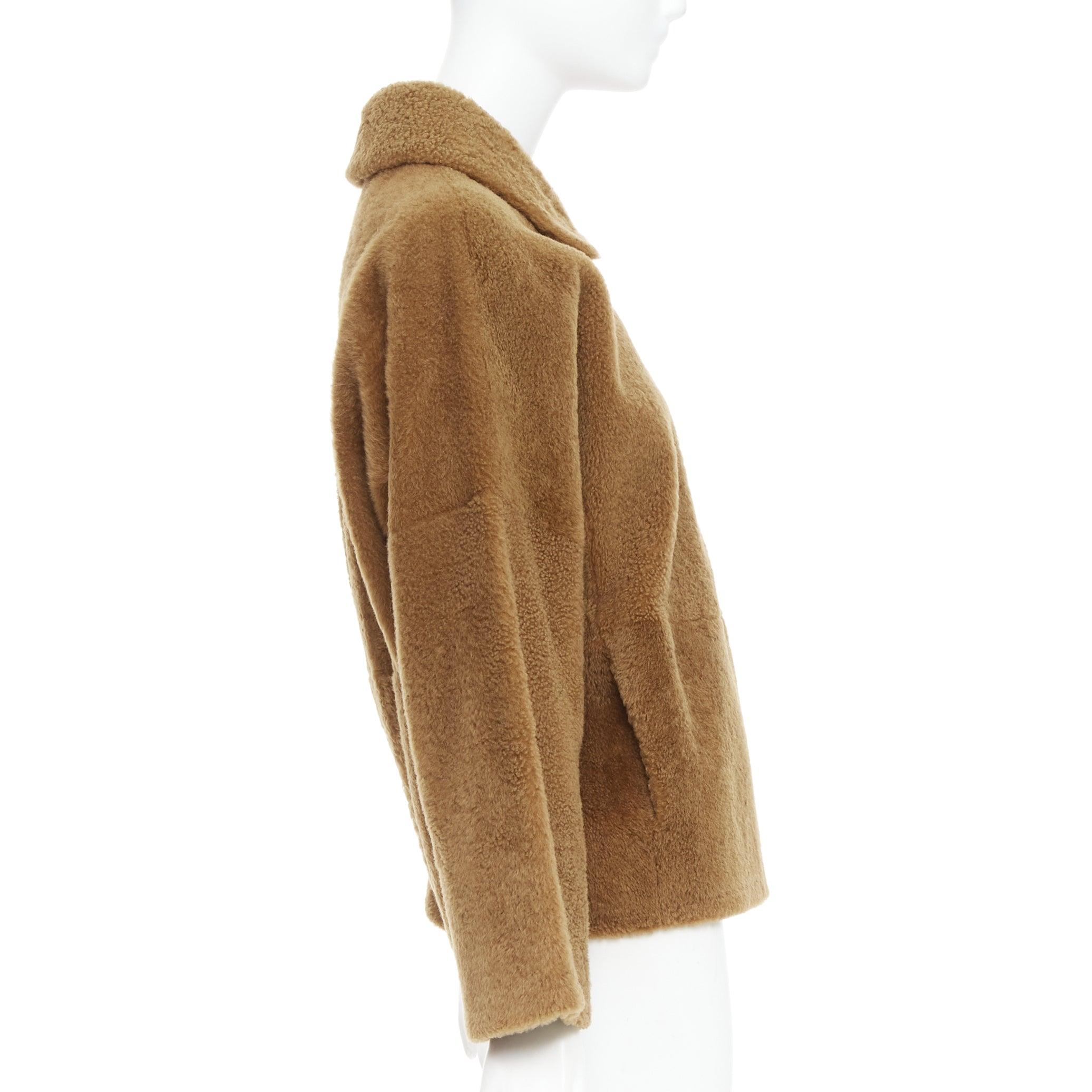 Women's MAX MARA brown lambskin leather shearling Teddy short coat IT38 XS For Sale