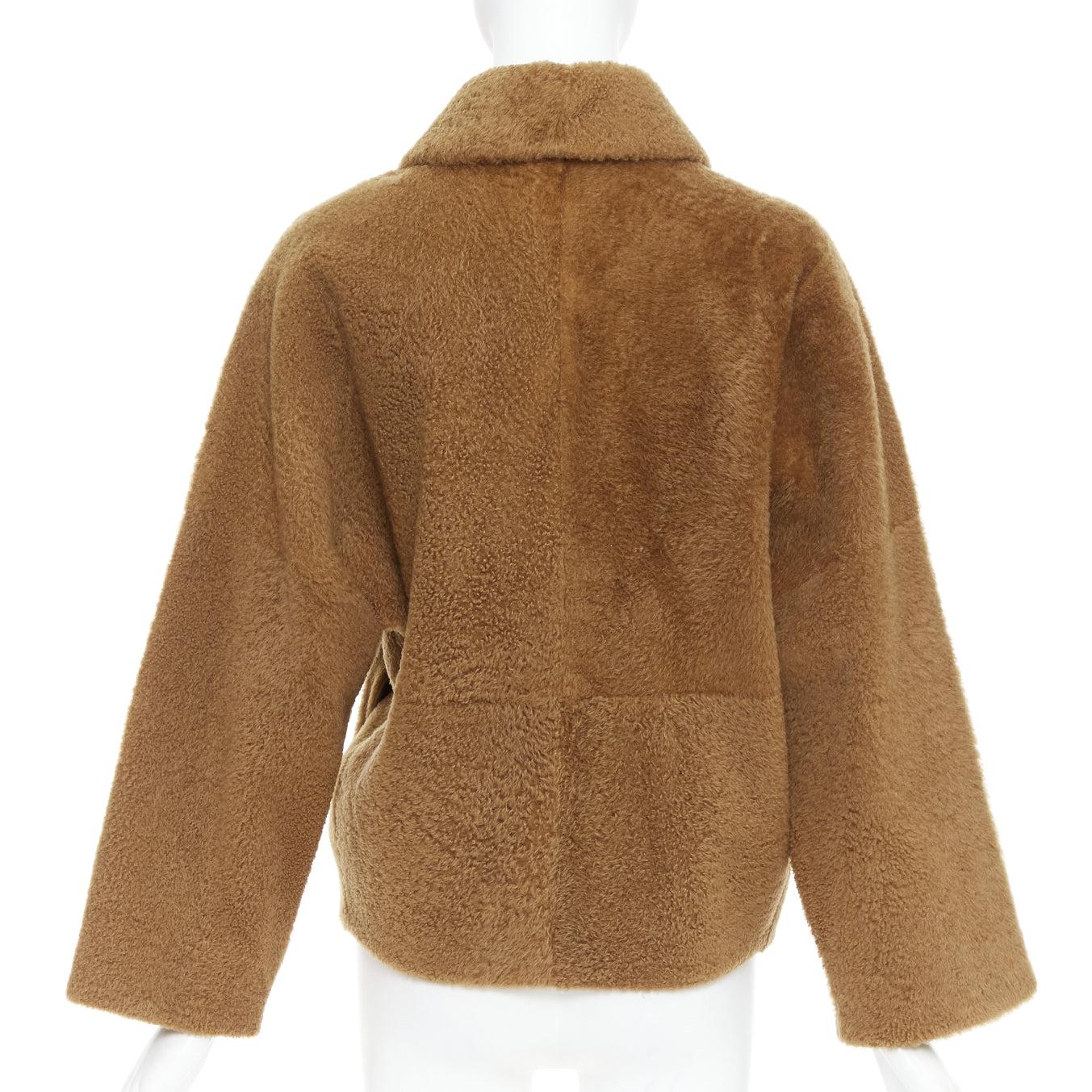 MAX MARA brown lambskin leather shearling Teddy short coat IT38 XS For Sale 1