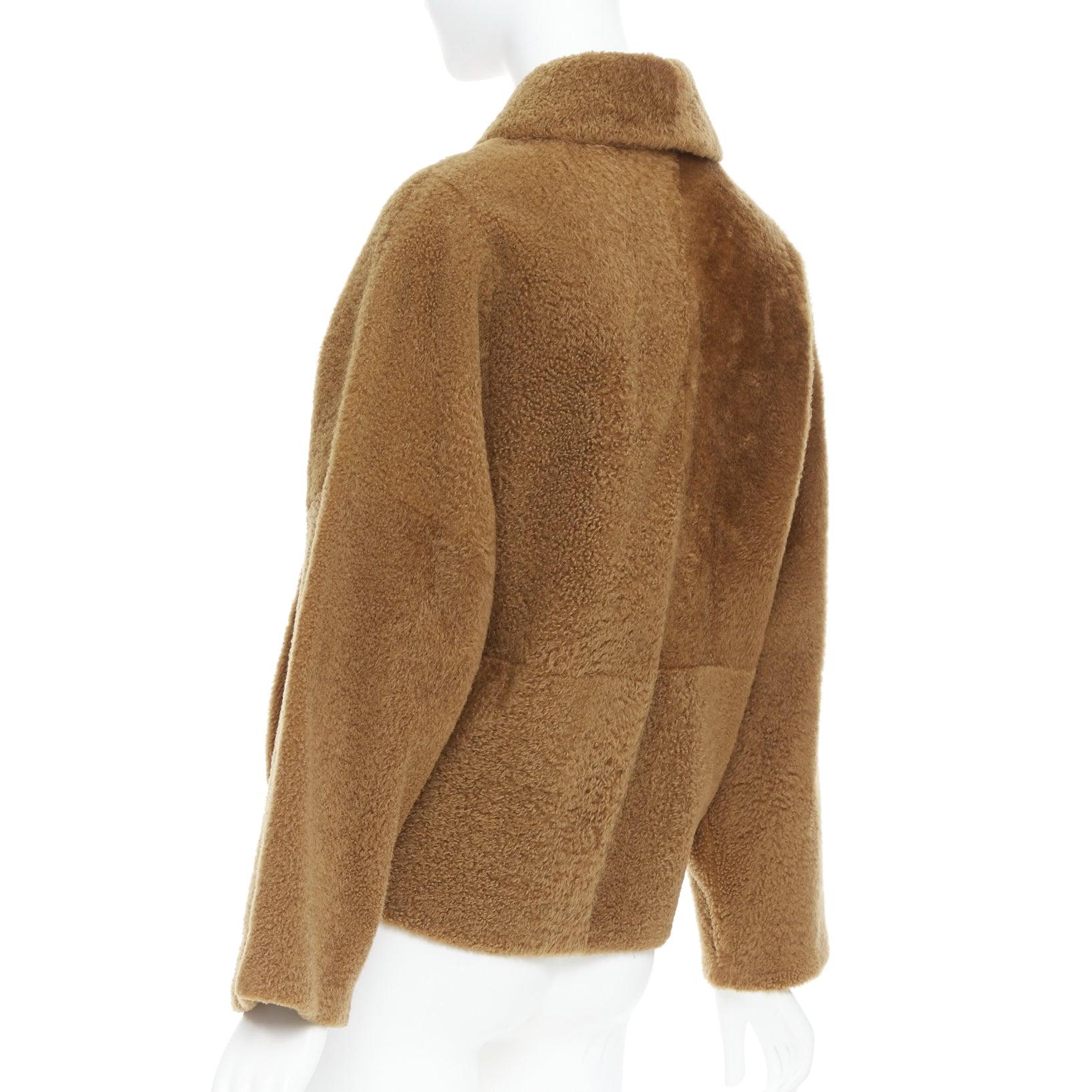 MAX MARA brown lambskin leather shearling Teddy short coat IT38 XS For Sale 2
