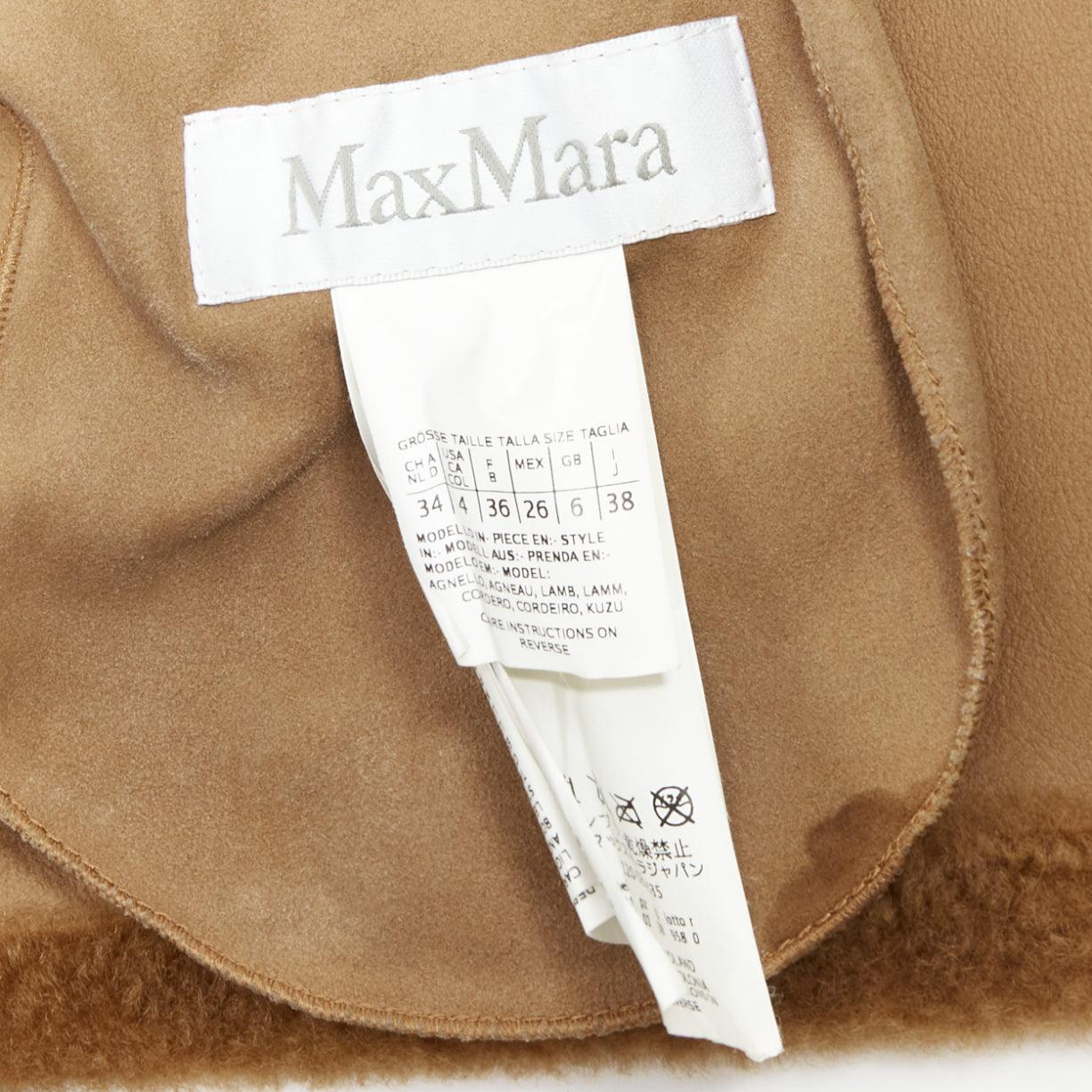 MAX MARA brown lambskin leather shearling Teddy short coat IT38 XS For Sale 4