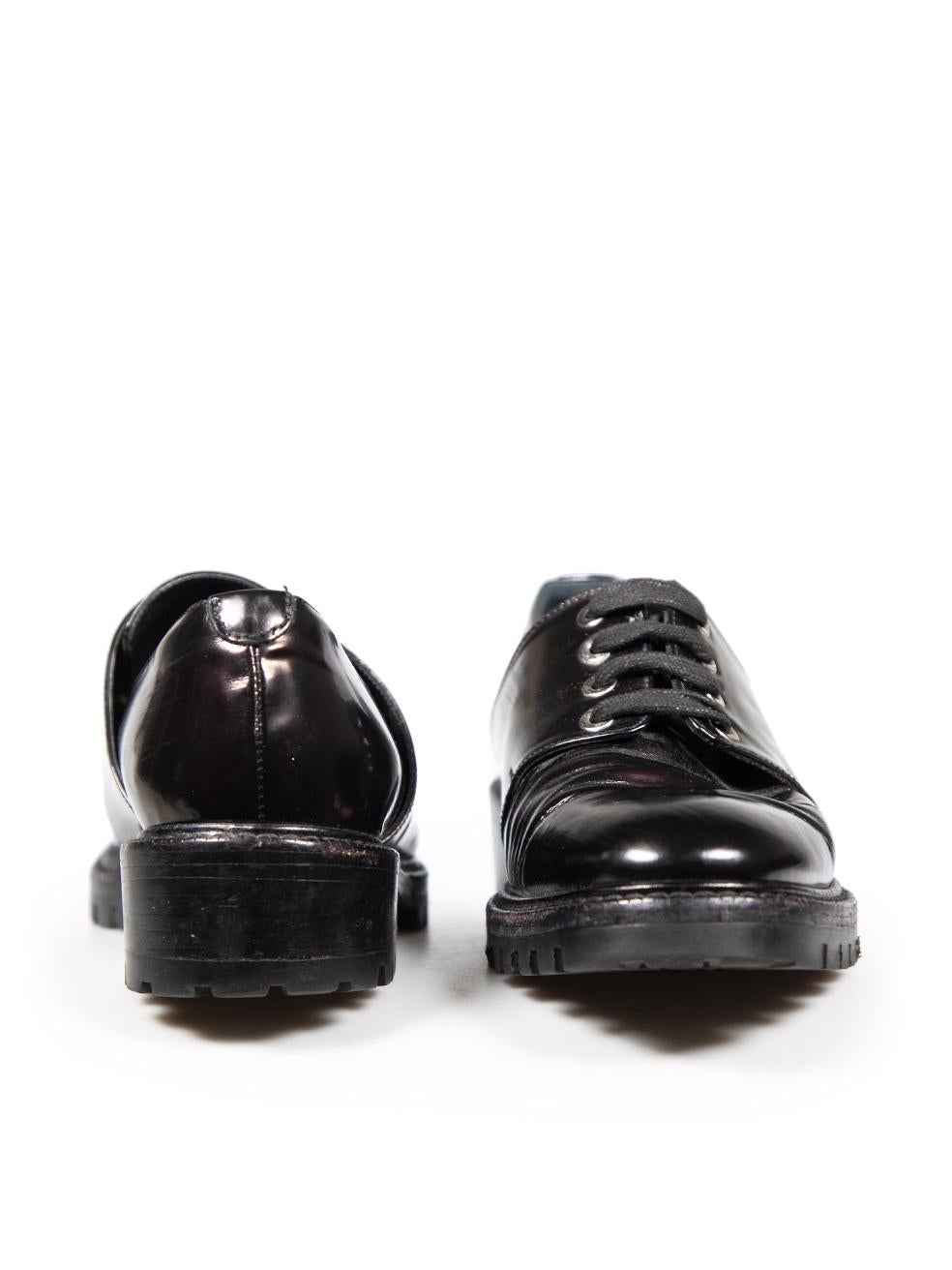 Black Max Mara Brown Leather Lace Up Oxfords Size IT 38