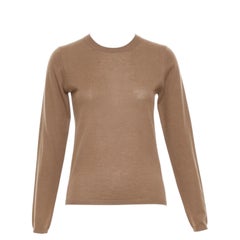 MAX MARA brown lightweight pure cashmere crew neck long sleeve sweater top S