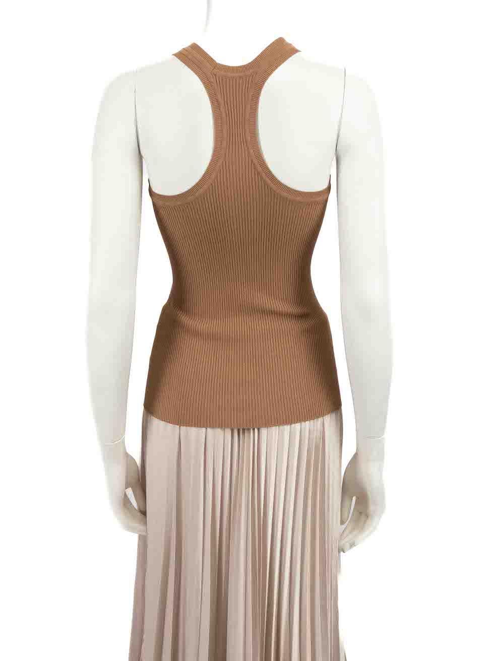 Max Mara Brown Seamless Ribbed Tank Top Size M In Good Condition For Sale In London, GB