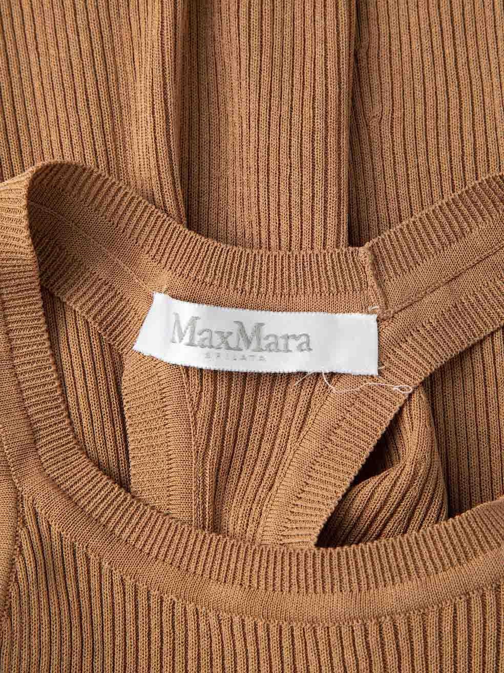 Max Mara Brown Seamless Ribbed Tank Top Size M For Sale 1