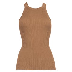 Max Mara Brown Nahtloses geripptes Tank-Top Größe M