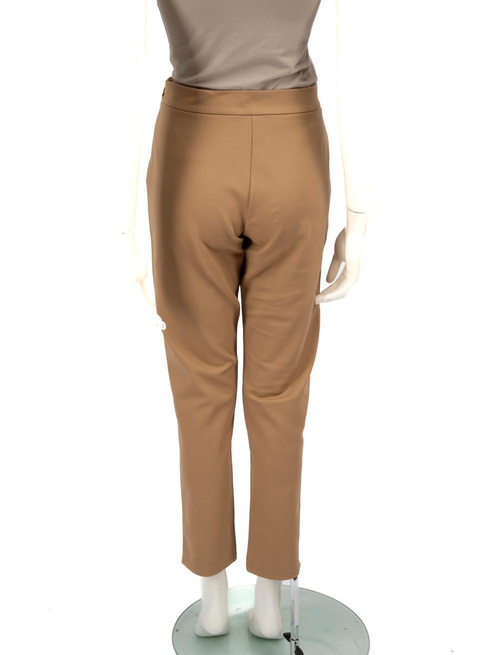 Beige Max Mara Brown Slim Fit High Rise Trousers Size L For Sale