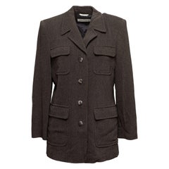 Max Mara Brown Speckled Virgin Wool Structured Jacket