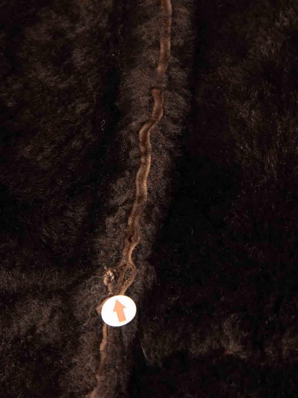 Max Mara Brown Suede Fur Lined Shearling Coat Size XS 4