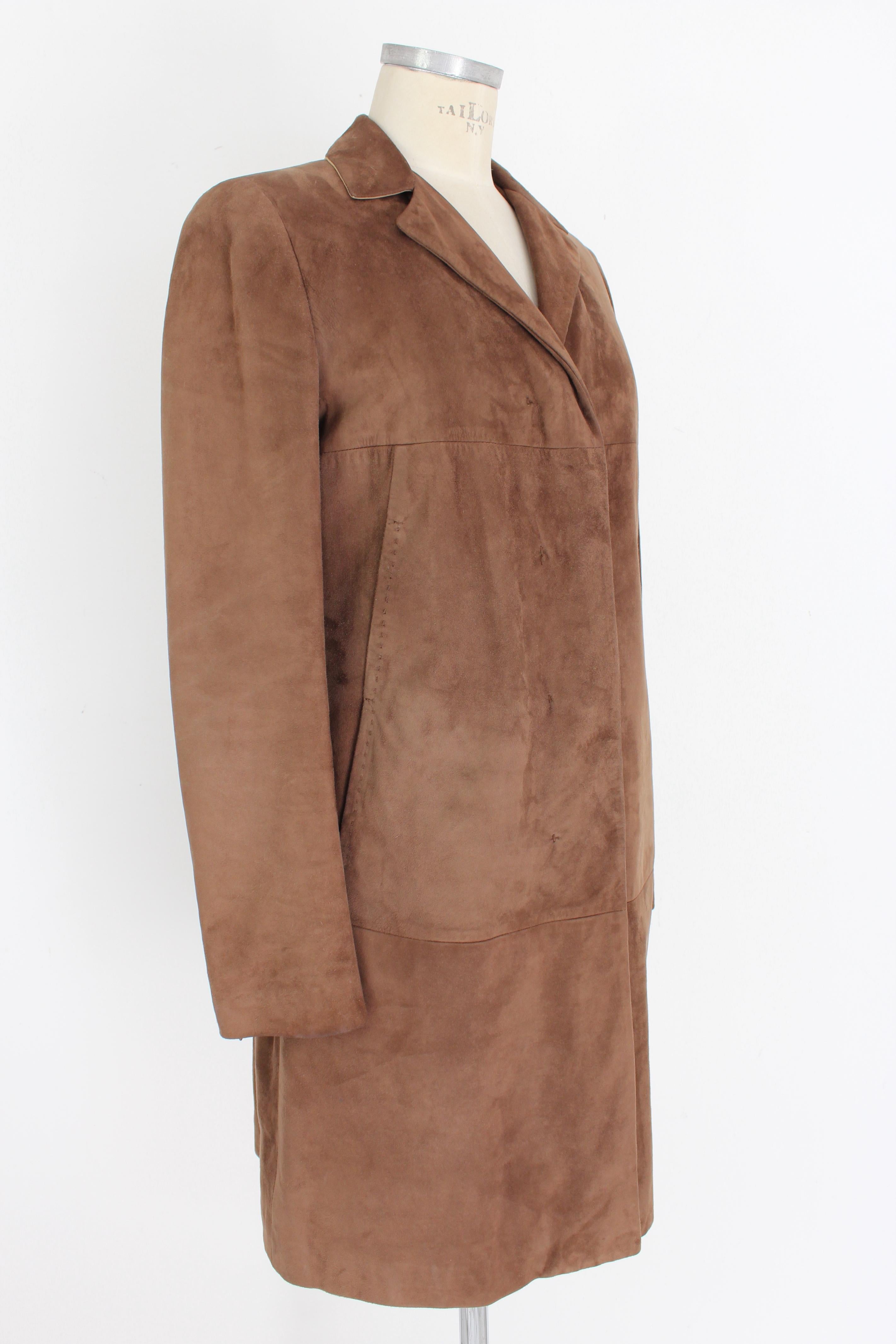Vtg STRAN IDEA Brown Leather Jacket Coat Made in Italy
