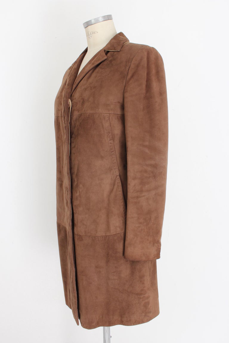 Max Mara Brown Suede Leather Coat 1