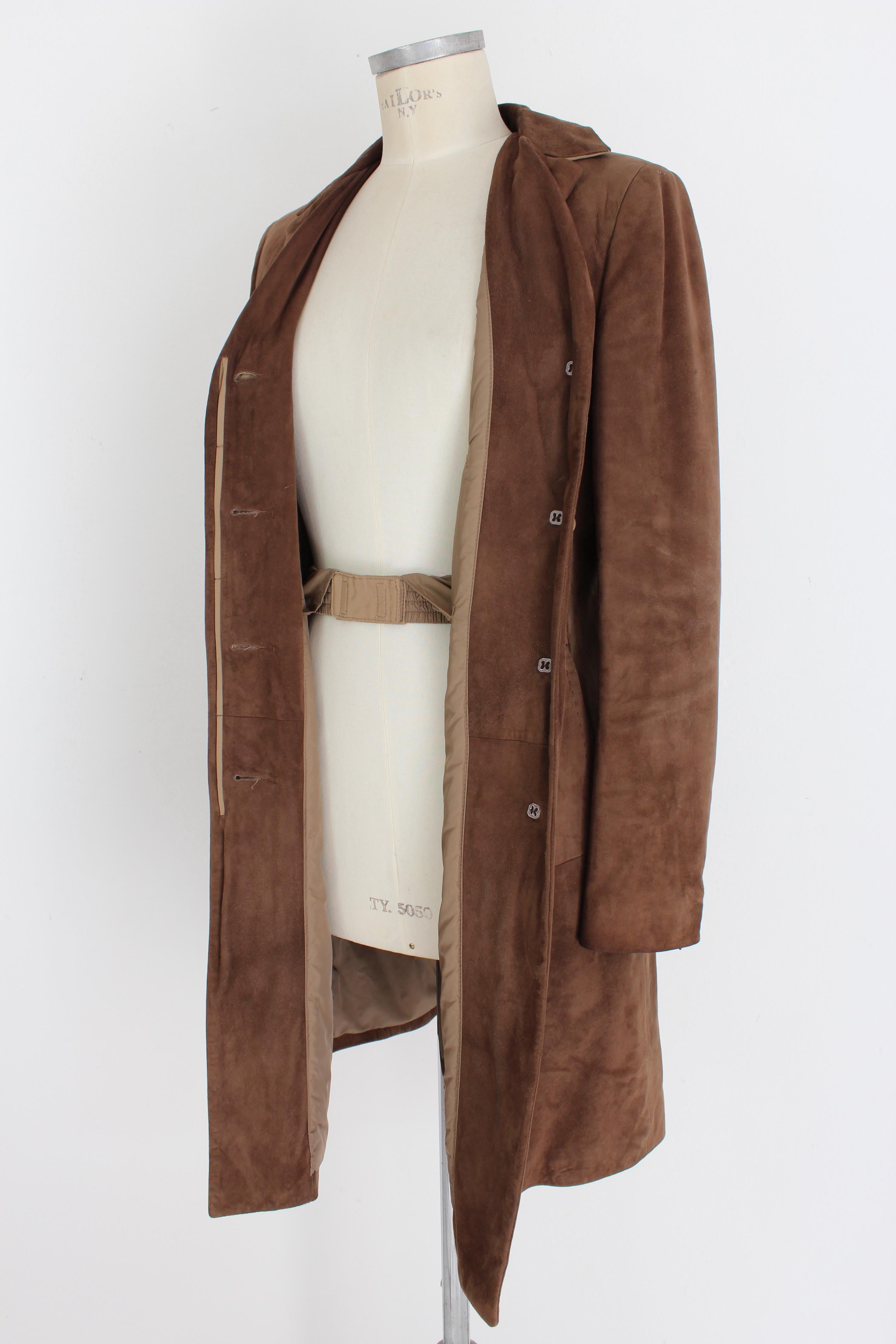 Max Mara Brown Suede Leather Coat In Good Condition In Brindisi, Bt